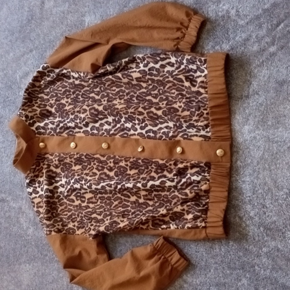 Vintage Sport Savvy leopard bomber windbreaker